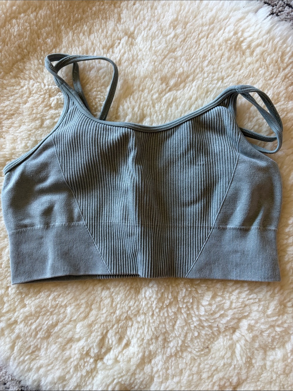 Ribbed Cropped Bralette in sage green